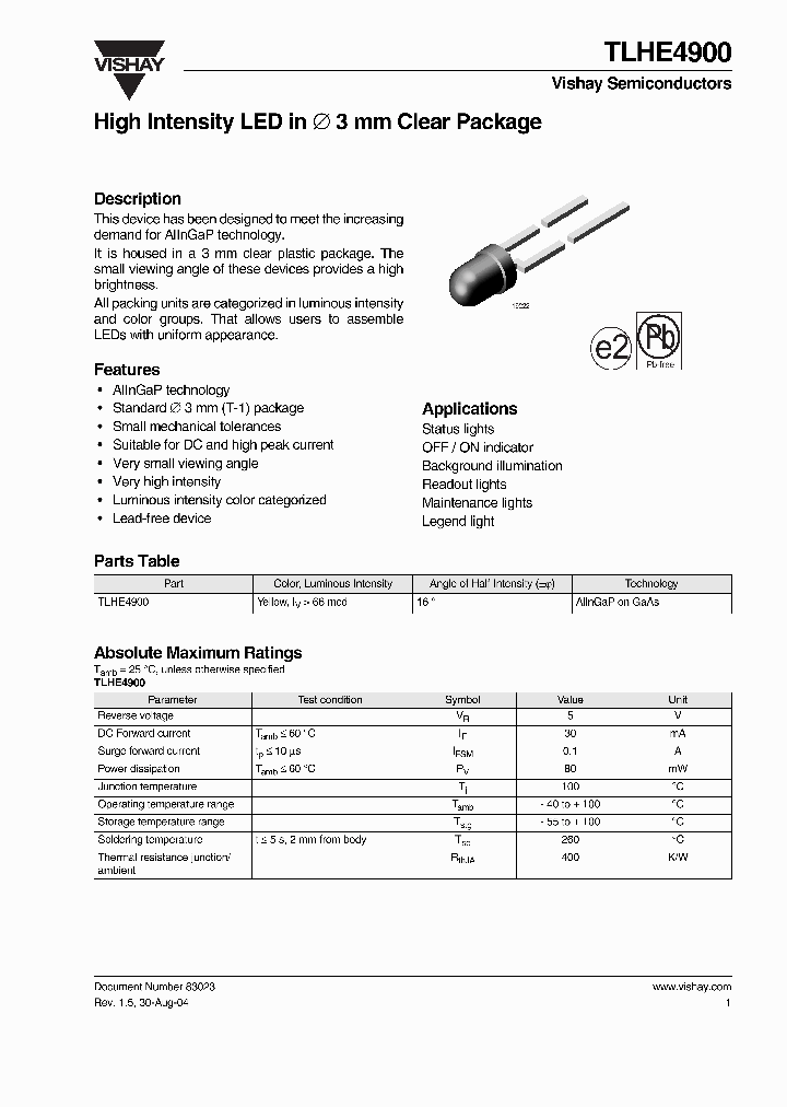 TLHE4900_4374766.PDF Datasheet