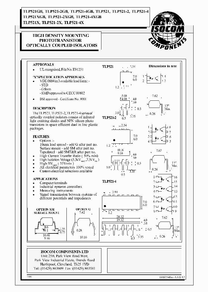 TLP521GB_4530531.PDF Datasheet Download --- IC-ON-LINE
