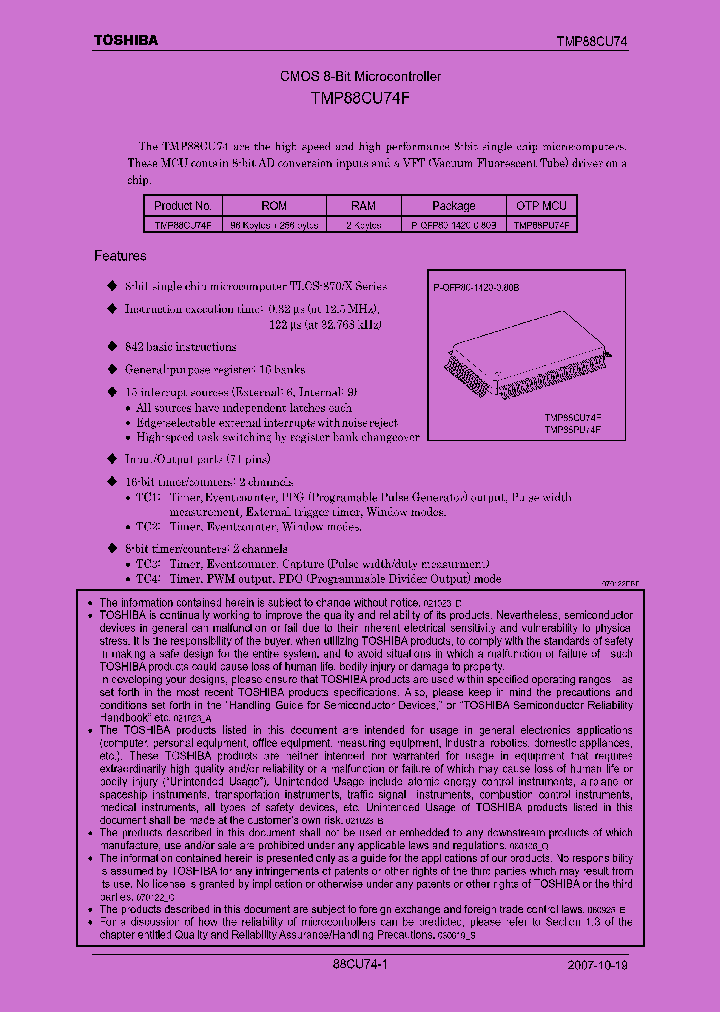 TMP88CU74F_4414950.PDF Datasheet Download