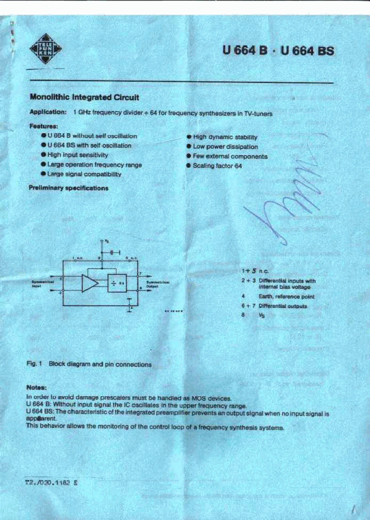 U664B_4564098.PDF Datasheet Download --- IC-ON-LINE