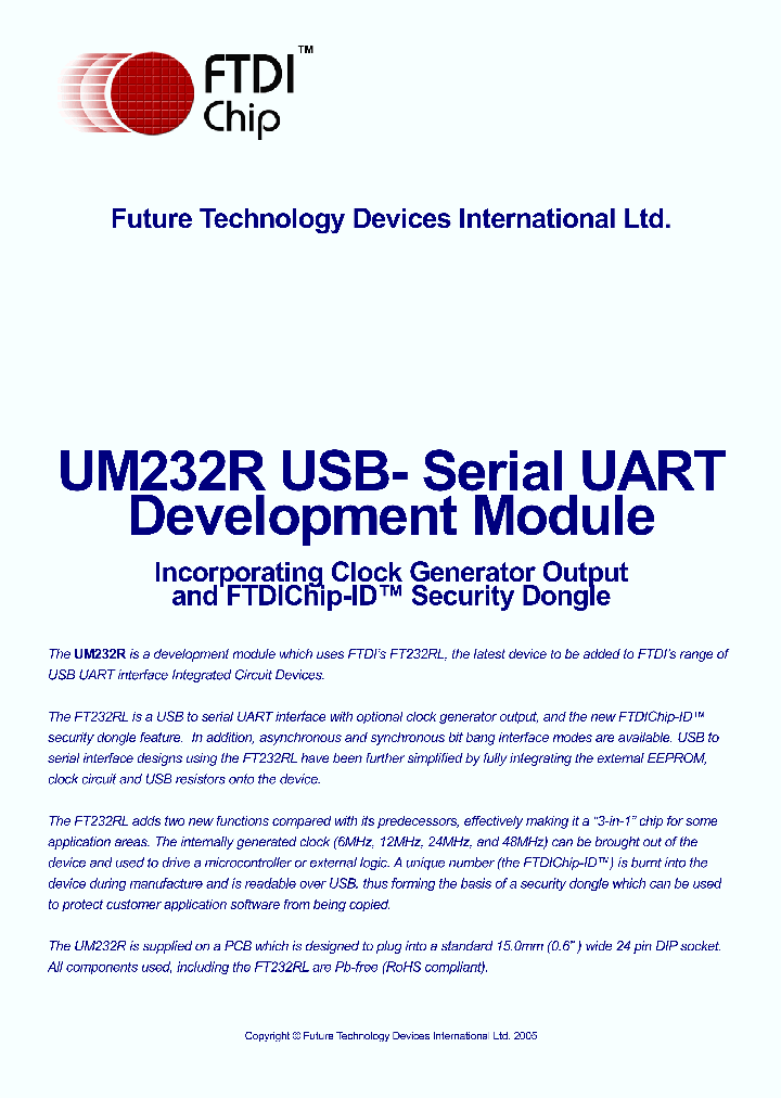 UM232R_4366971.PDF Datasheet Download --- IC-ON-LINE