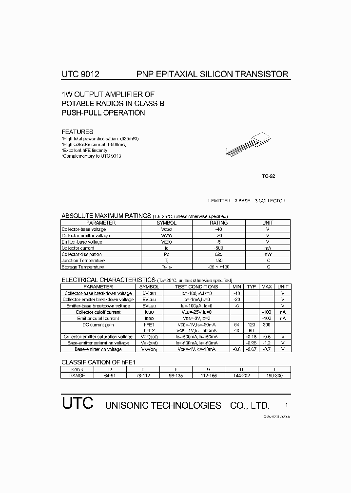 UTC9012_4216494.PDF Datasheet
