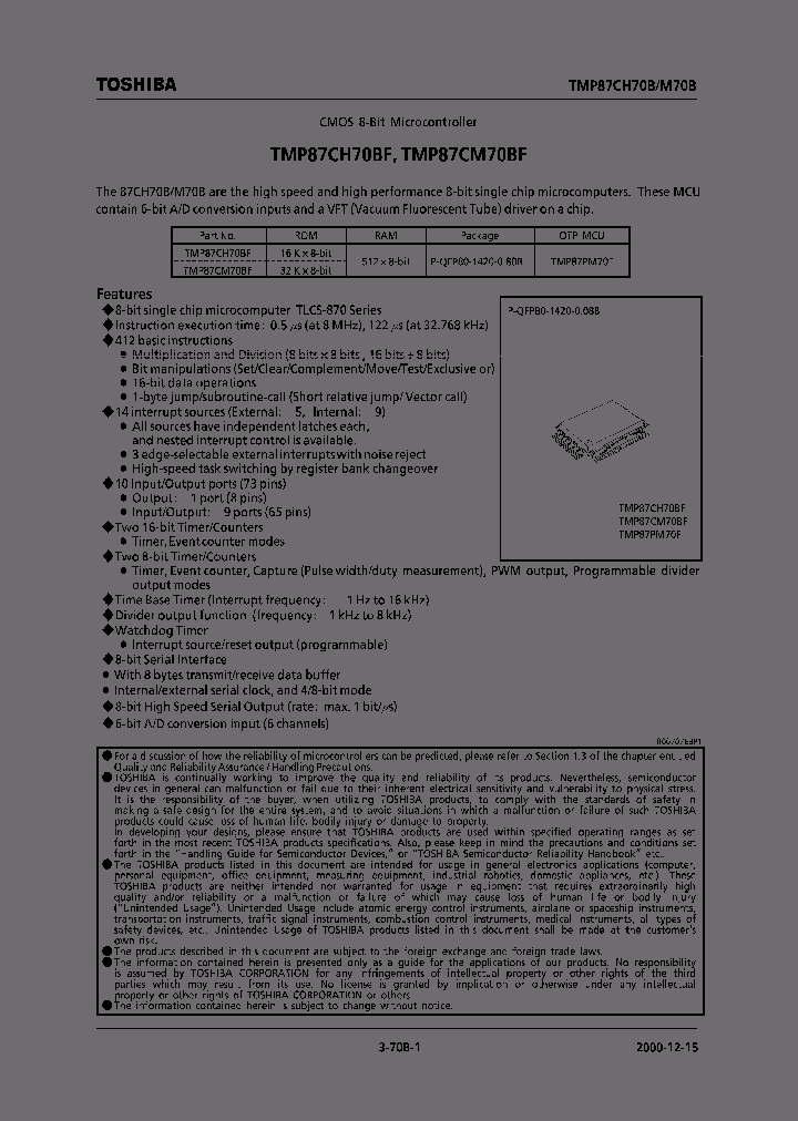 E00121587CH70BSUMMARY_979439.PDF Datasheet