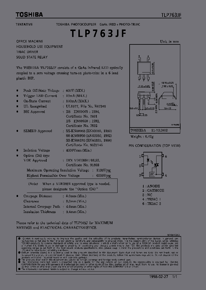 TLP763JF_952462.PDF Datasheet