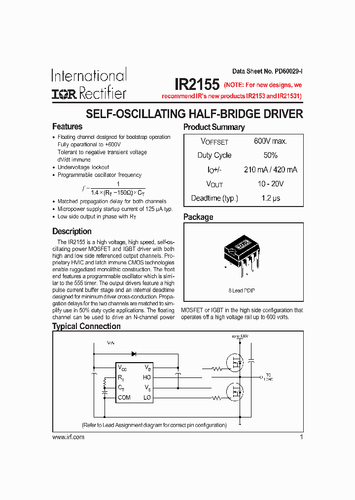 IR2155_987376.PDF Datasheet Download --- IC-ON-LINE