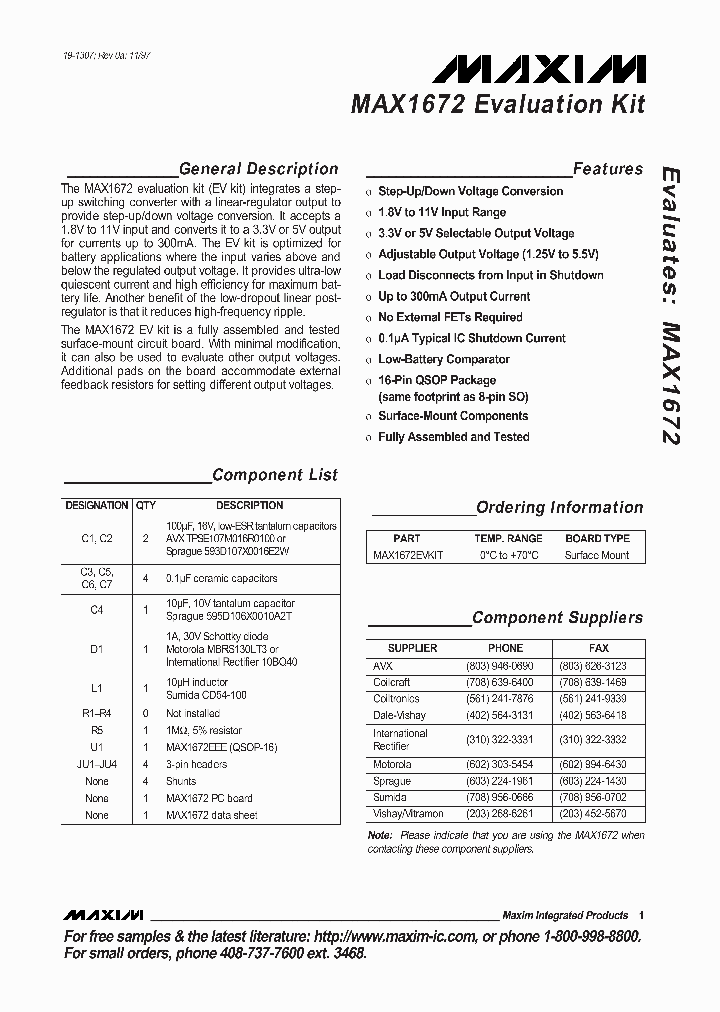 MAX1672EVKIT_990100.PDF Datasheet