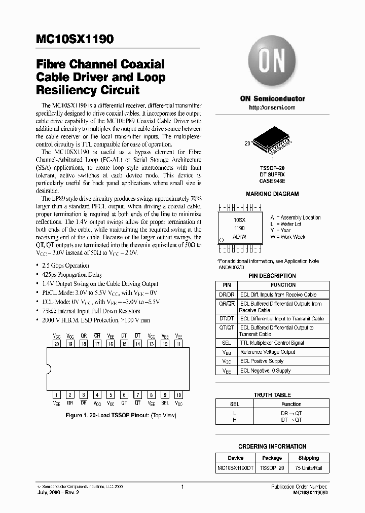 MC10SX1190_990796.PDF Datasheet