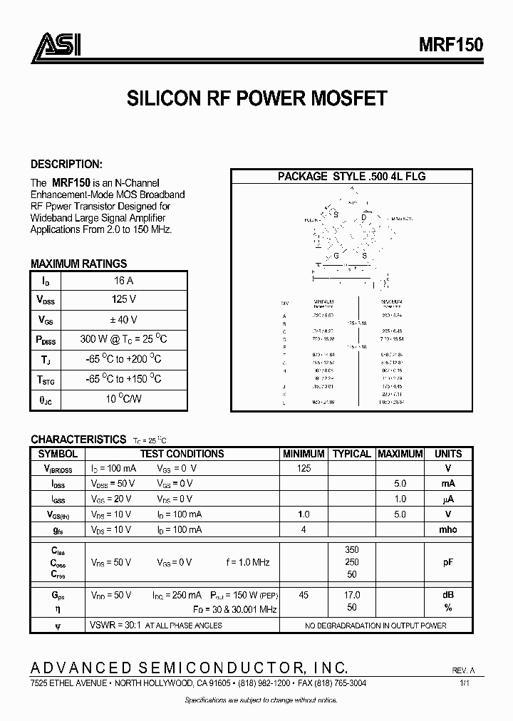 MRF150_991947.PDF Datasheet