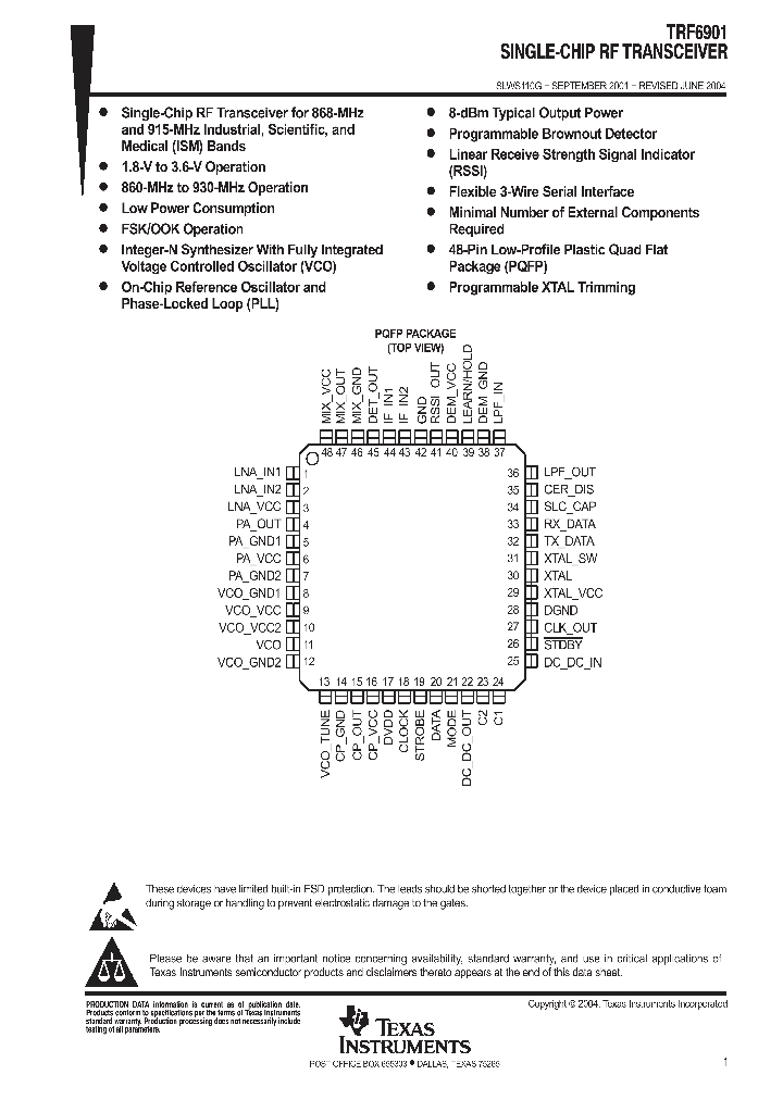 TRF6901_1006148.PDF Datasheet