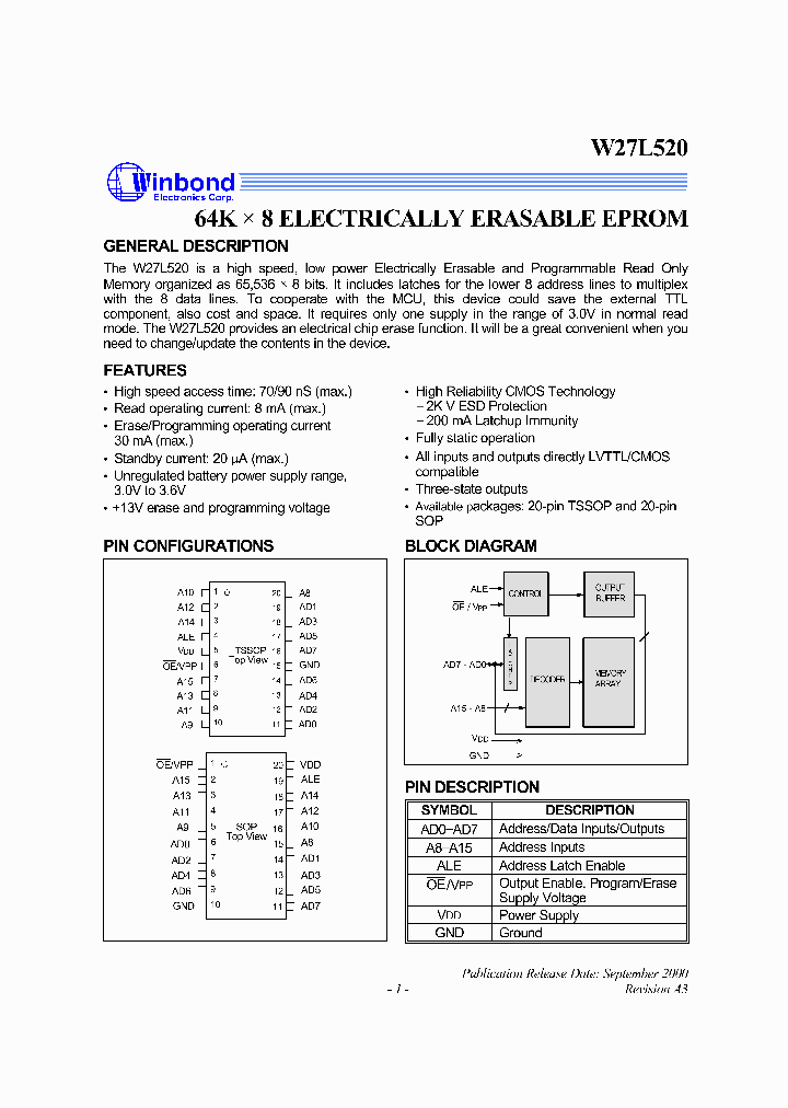 W27L520C1_1007299.PDF Datasheet