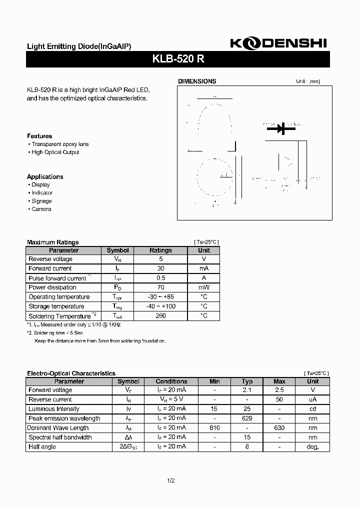 KLB-520R_4932607.PDF Datasheet