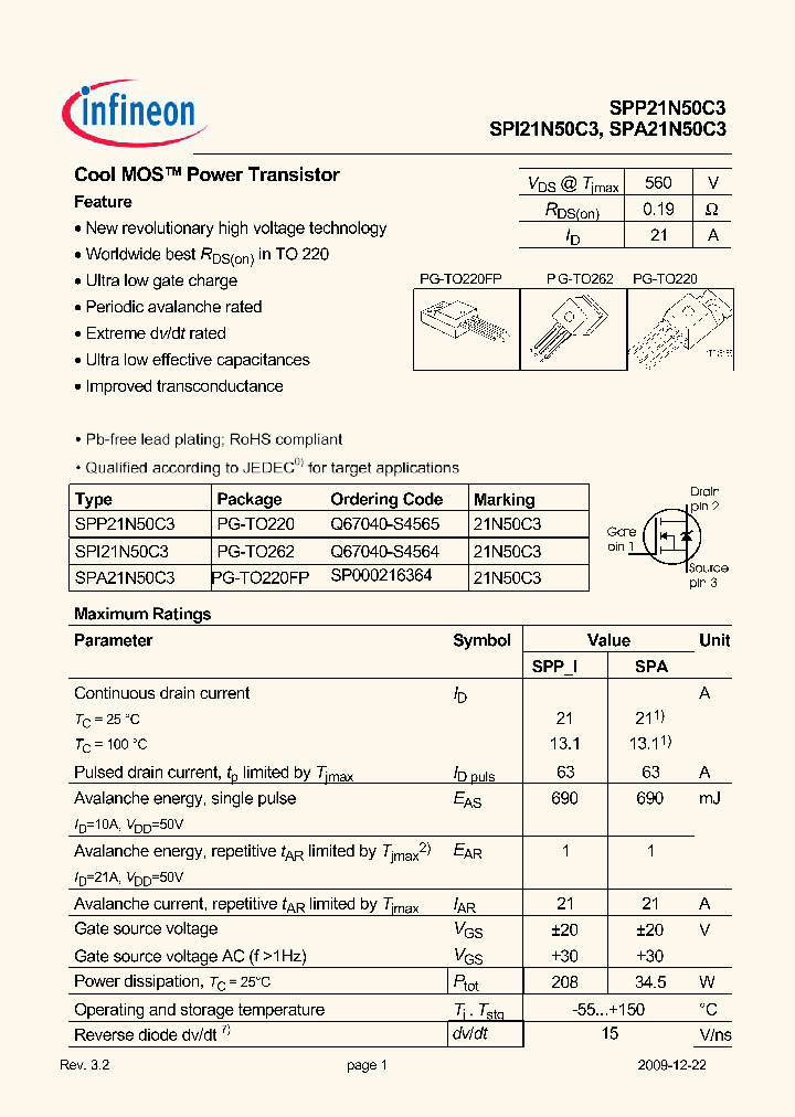 SPP21N50C3_4937166.PDF Datasheet