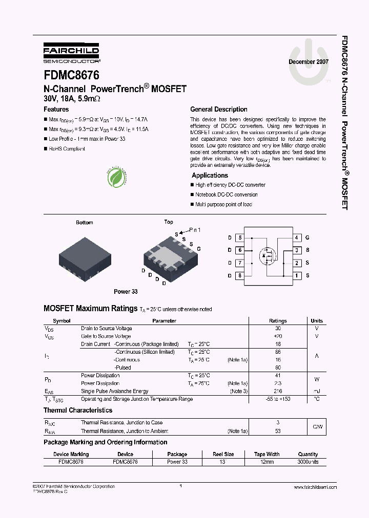 FDMC867607_4945194.PDF Datasheet