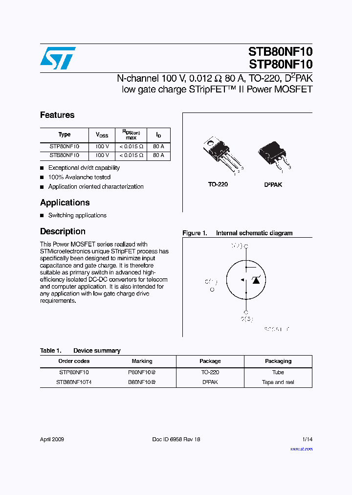 STB80NF10_4948664.PDF Datasheet