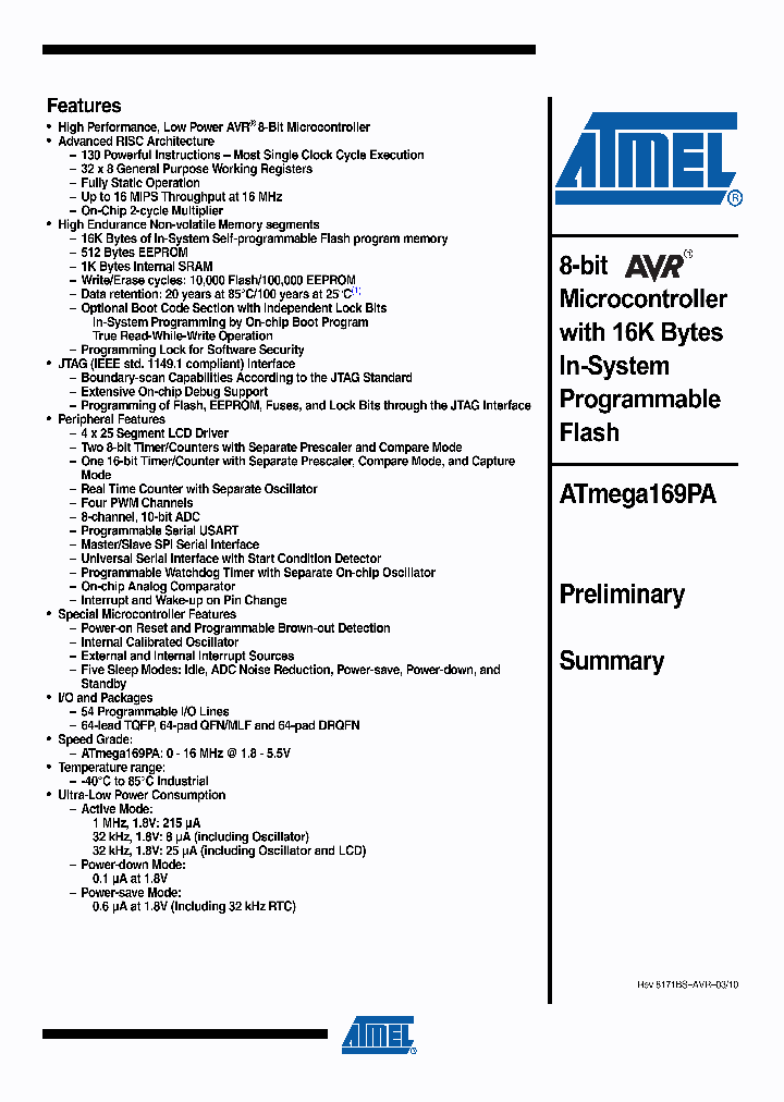 ATMEGA169PA_4950114.PDF Datasheet