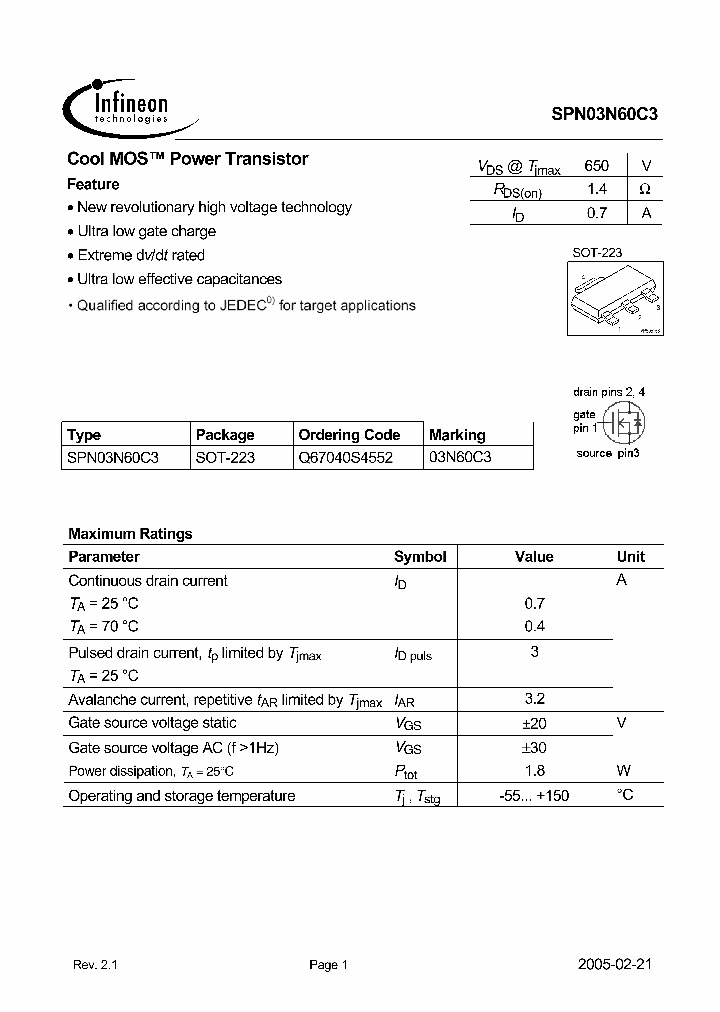 SPN03N60C3_4951651.PDF Datasheet