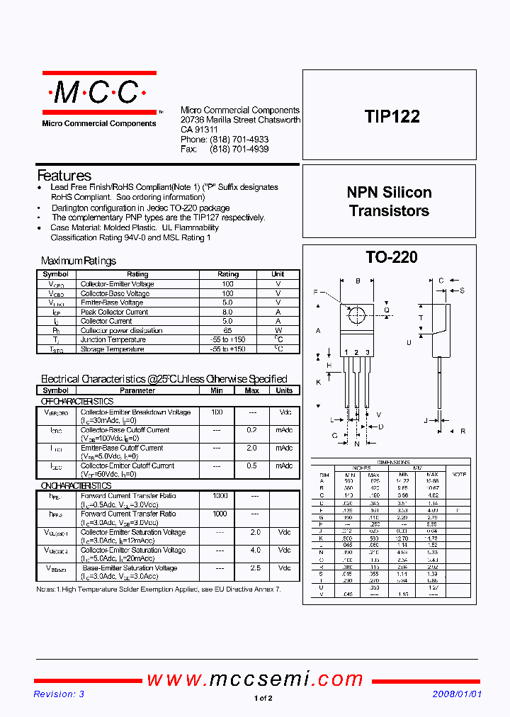 TIP122_4961645.PDF Datasheet