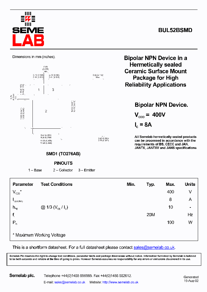 BUL52BSMD_4963252.PDF Datasheet