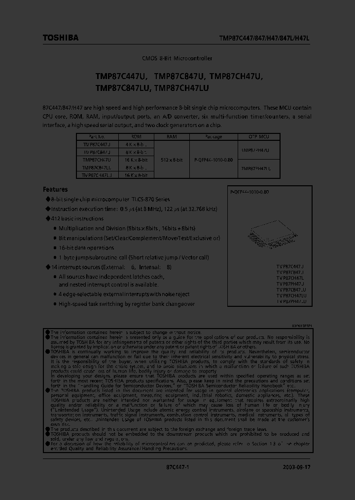 TMP87C847U_4988649.PDF Datasheet