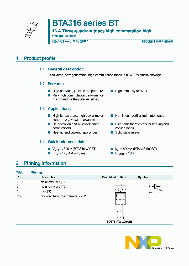 BTA316-600BT_5003834.PDF Datasheet