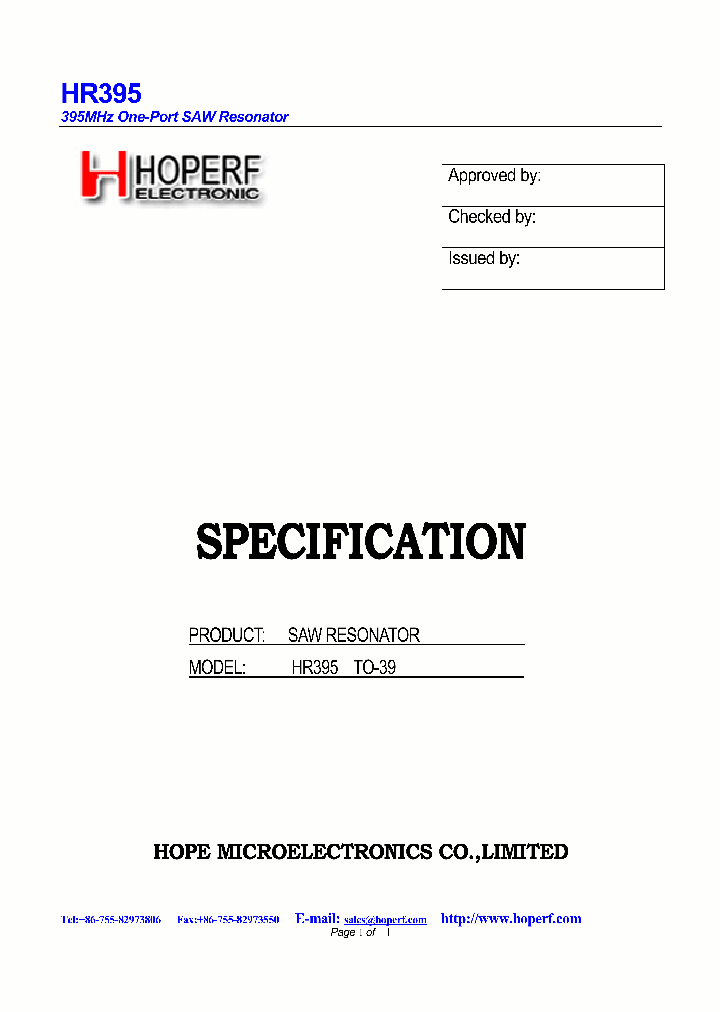 HR395_5007605.PDF Datasheet