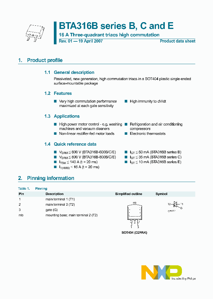 BTA316B-600B_5007680.PDF Datasheet Download --- IC-ON-LINE