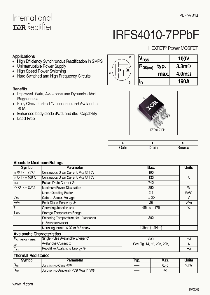 IRFS4010-7PPBF_5008034.PDF Datasheet