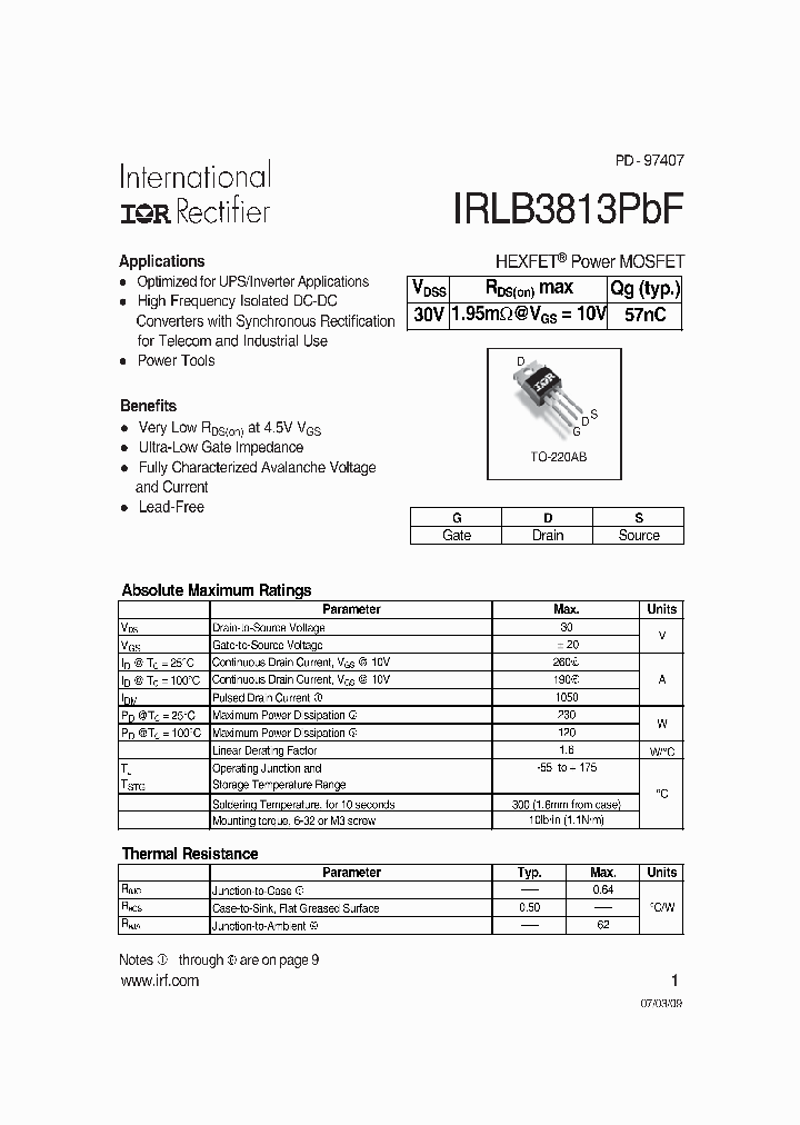 IRLB3813PBF_5015301.PDF Datasheet