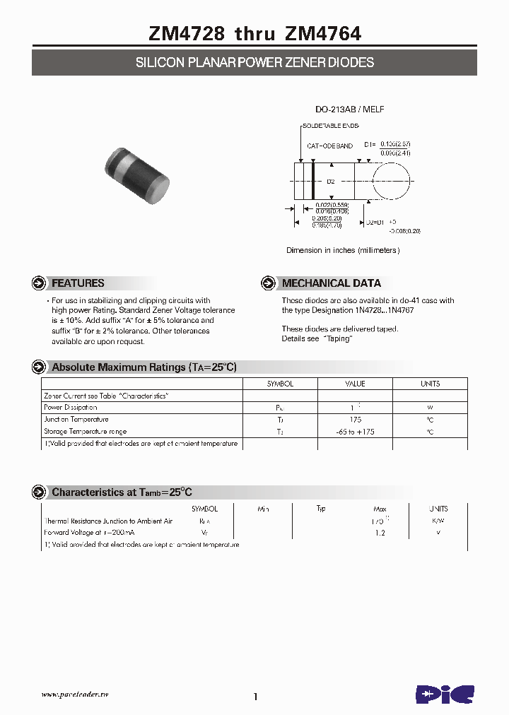 ZM4728_5019297.PDF Datasheet Download --- IC-ON-LINE