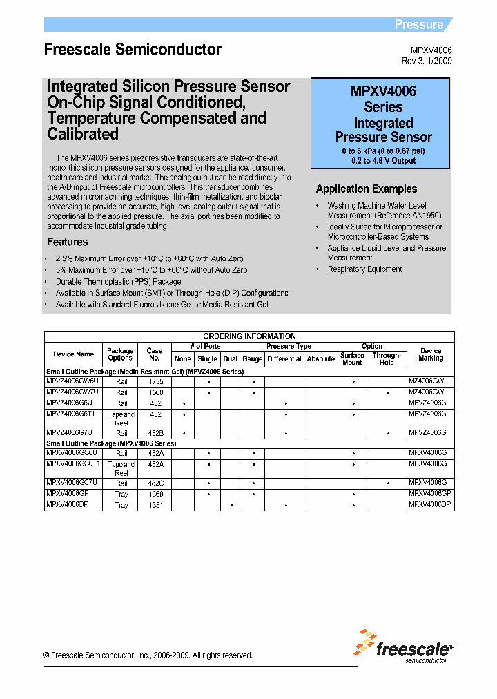 MPXV4006_5028691.PDF Datasheet Download --- IC-ON-LINE