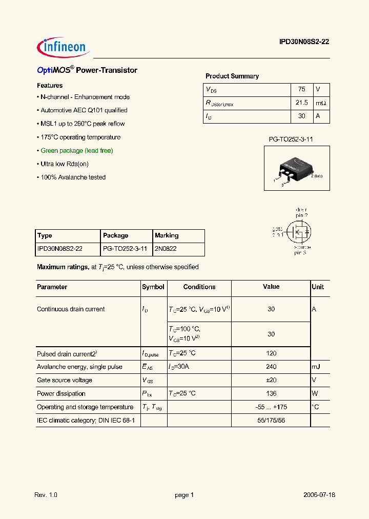 IPD30N08S2-22_5037676.PDF Datasheet