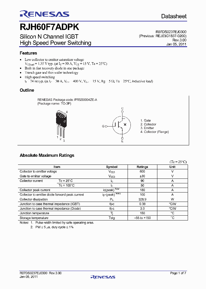 RJH60F7ADPK11_5037989.PDF Datasheet Download --- IC-ON-LINE