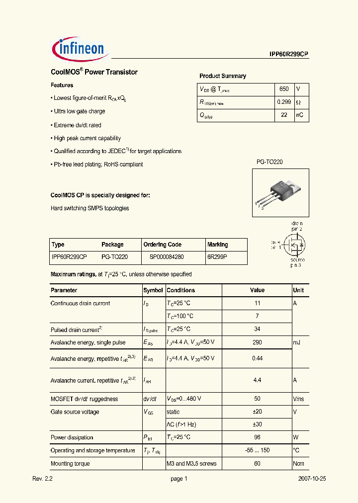 IPP60R299CP_5049721.PDF Datasheet