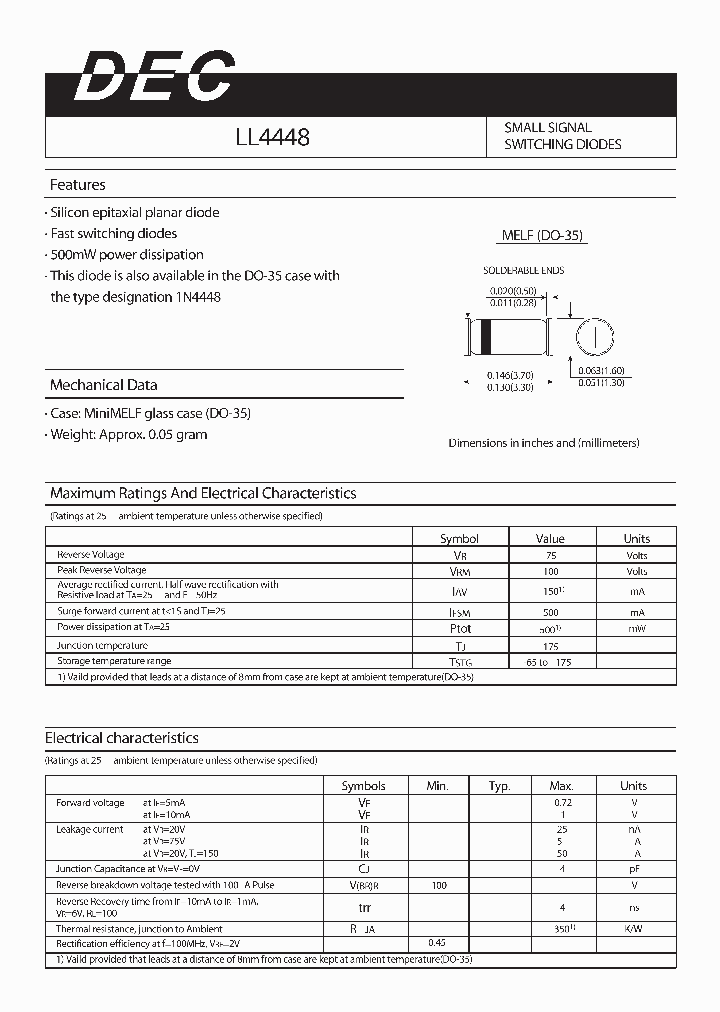 LL4448_5052802.PDF Datasheet Download --- IC-ON-LINE