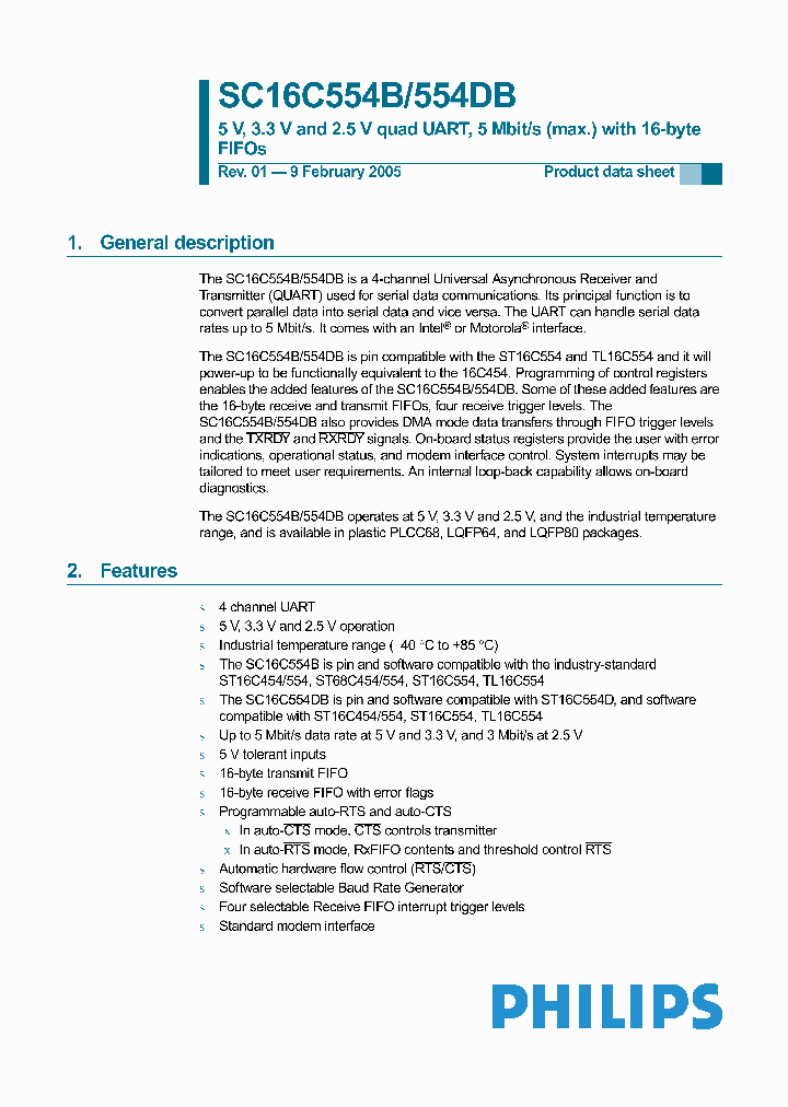 SC16C554BIB64_2315.PDF Datasheet Download --- IC-ON-LINE