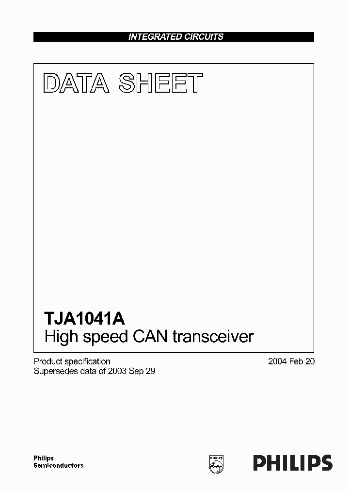 TJA1041_10000.PDF Datasheet Download --- IC-ON-LINE