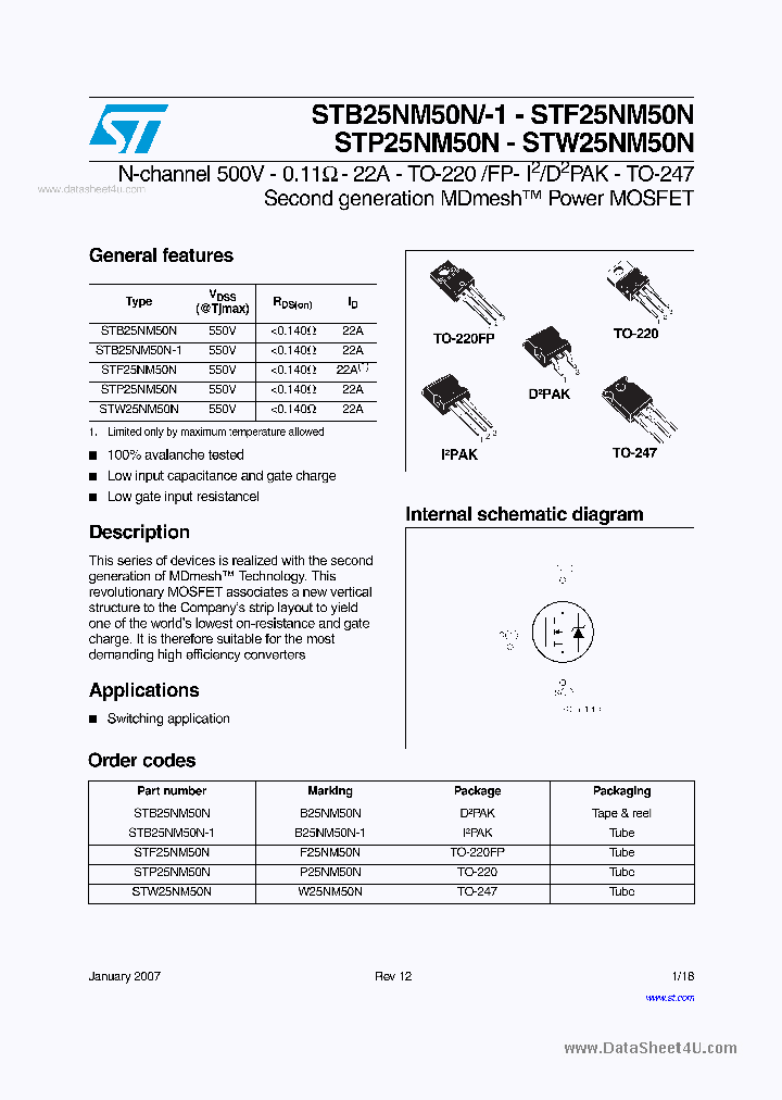 Lot De 10 Transistors MOSFET STP25NM50N - Boîtier TO-220, Pour électronique Et Réparations