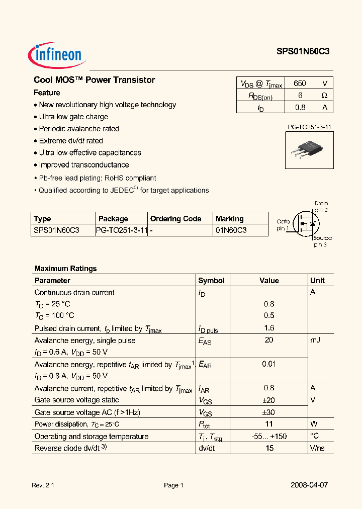 SPS01N60C308_56236.PDF Datasheet