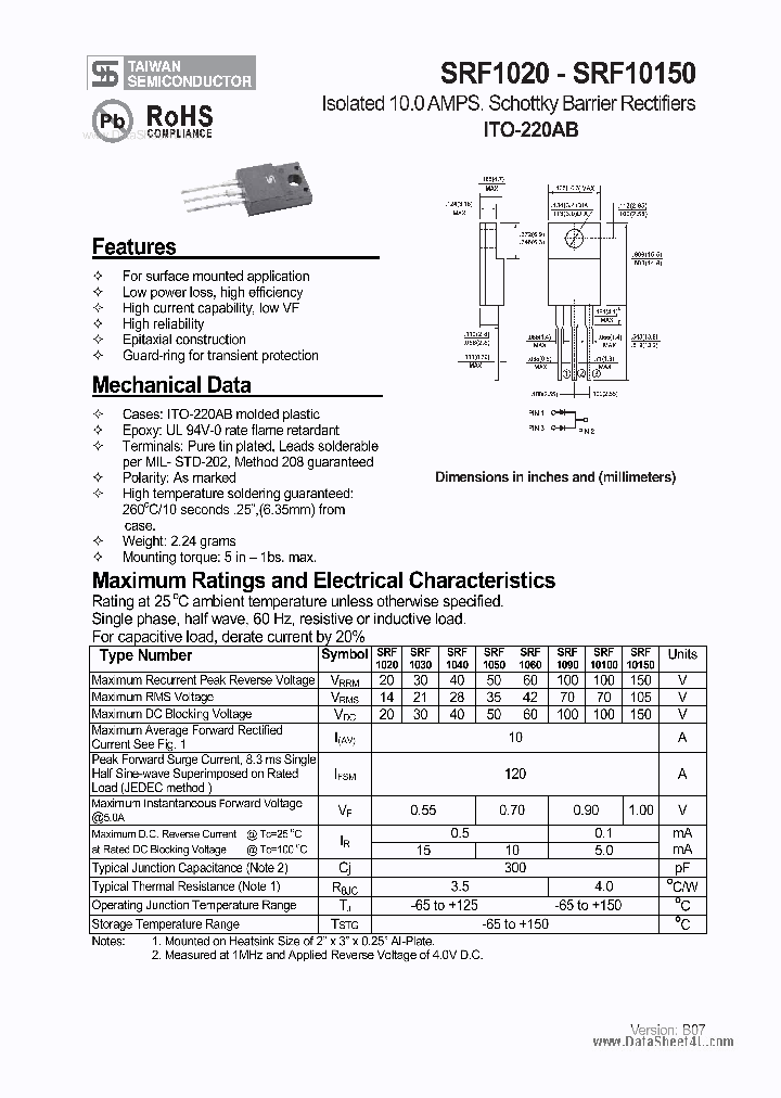 SRF10100_39100.PDF Datasheet