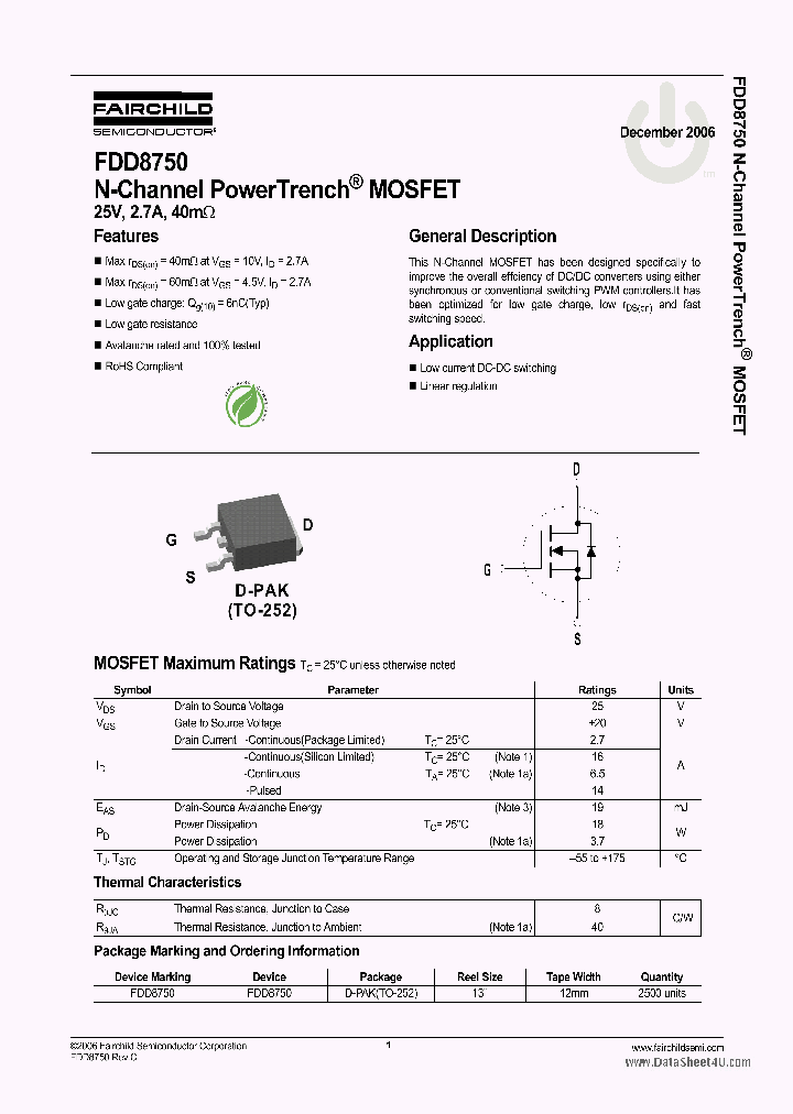 FDD8750_40476.PDF Datasheet