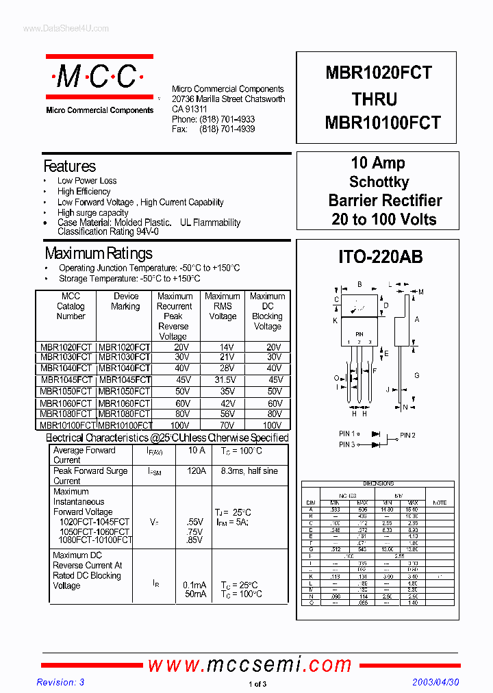 MBR10100FCT_41367.PDF Datasheet