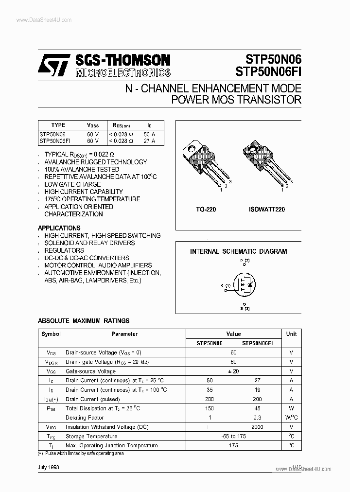 P50N06_41475.PDF Datasheet Download --- IC-ON-LINE