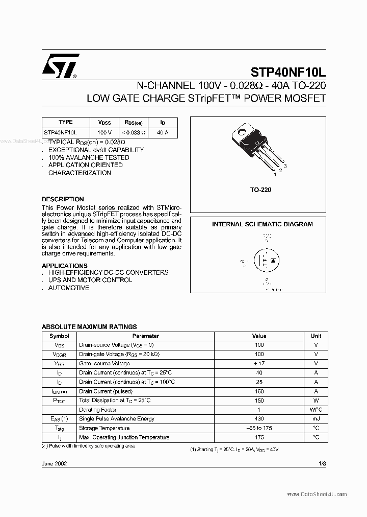 P40NF10L_42052.PDF Datasheet