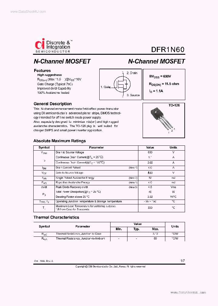 DFR1N60_72682.PDF Datasheet