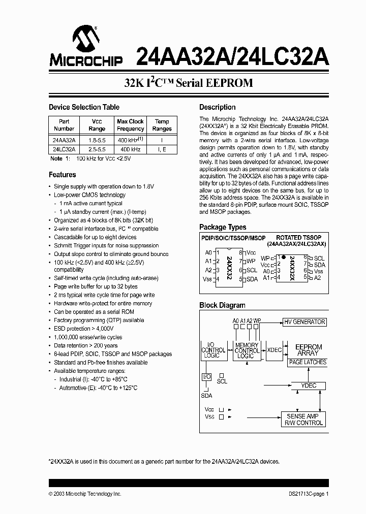 24LC32A-IMS_78911.PDF Datasheet Download --- IC-ON-LINE