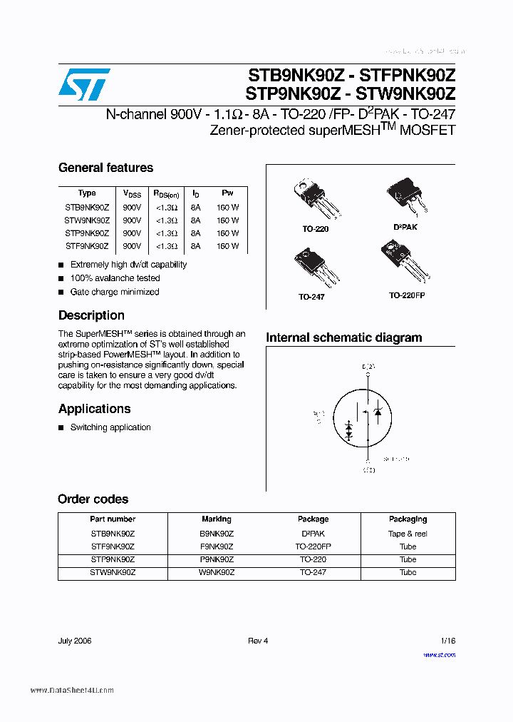 W9NK90Z_89615.PDF Datasheet Download --- IC-ON-LINE
