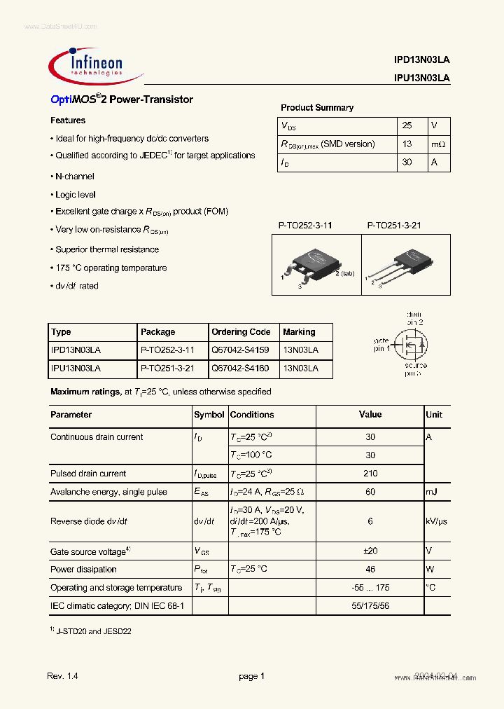 13N03LA_89656.PDF Datasheet Download --- IC-ON-LINE