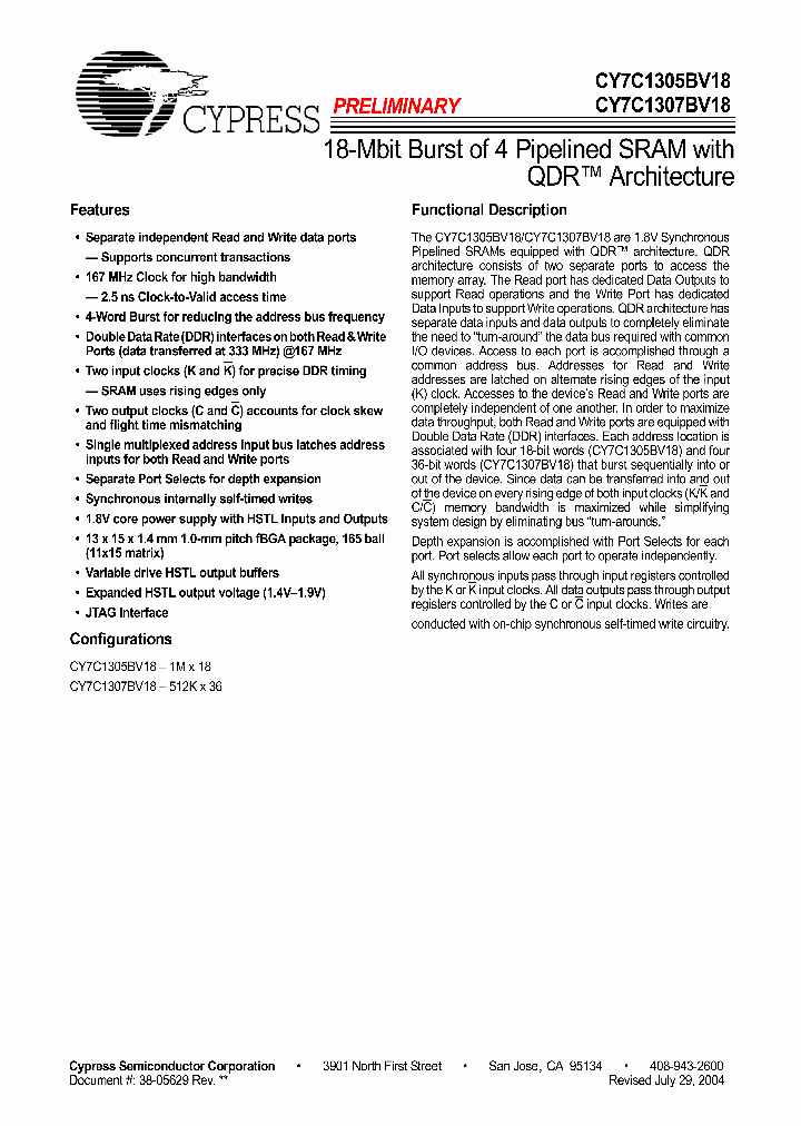 CY7C1305BV18-167BZC_103154.PDF Datasheet