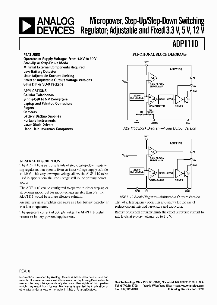 ADP1110_149406.PDF Datasheet Download --- IC-ON-LINE