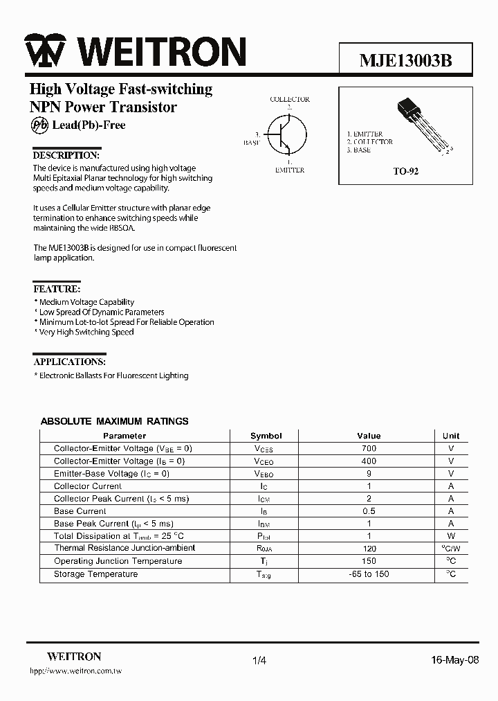 MJE13003B_184621.PDF Datasheet